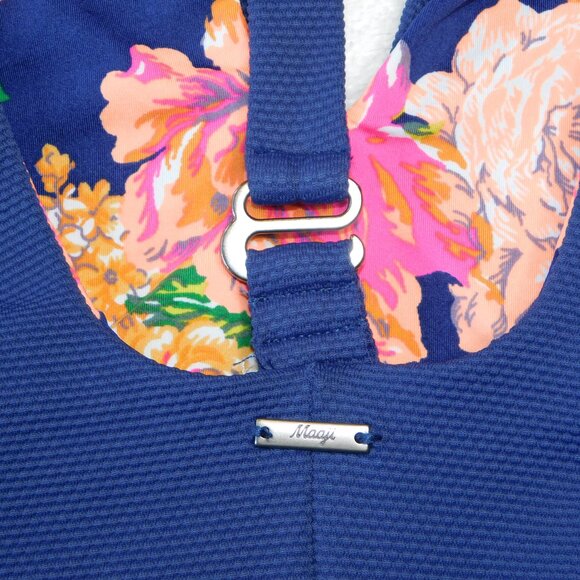 Maaji Dunes Reversible One Piece Swimsuit | Navy Blue & Flowers | NWT | Med - Picture 7 of 13